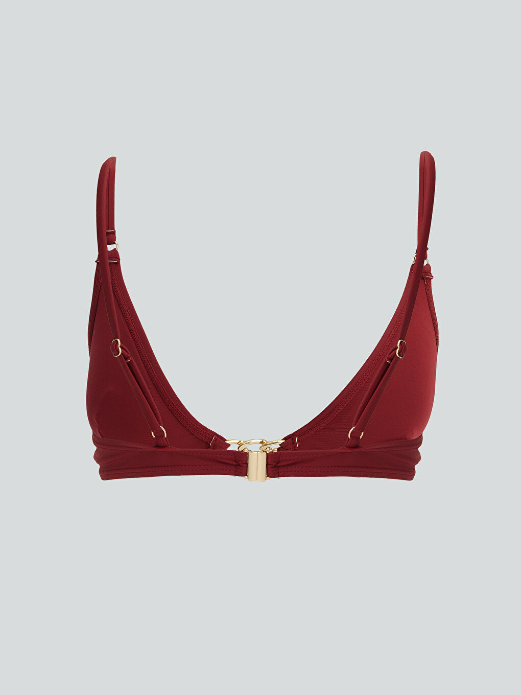 Bordo Zincir Detaylı Çıkarılabilir Pedli Kadın Bikini Üstü-1