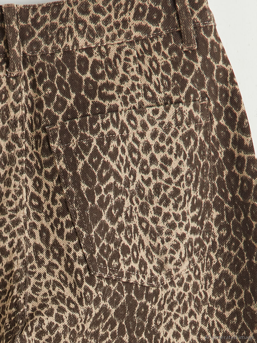 Wideleg Leopar Desenli Kadın Jean Pantolon	-3