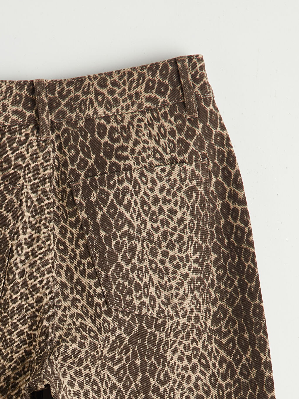 Wideleg Leopar Desenli Kadın Jean Pantolon	-5