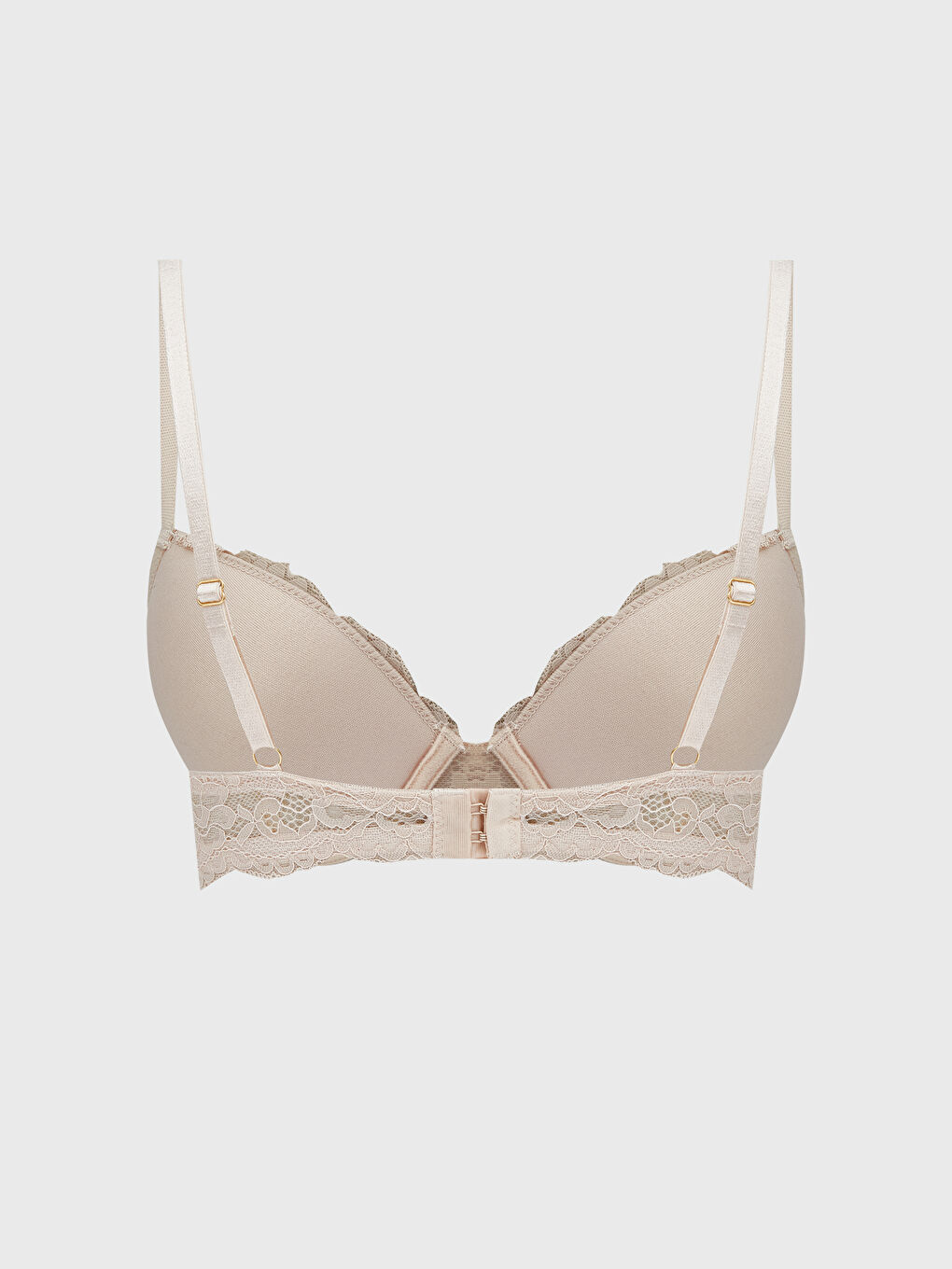 Bej Balenli Yarım Dolgulu Dantelli Tişört Sütyen-1