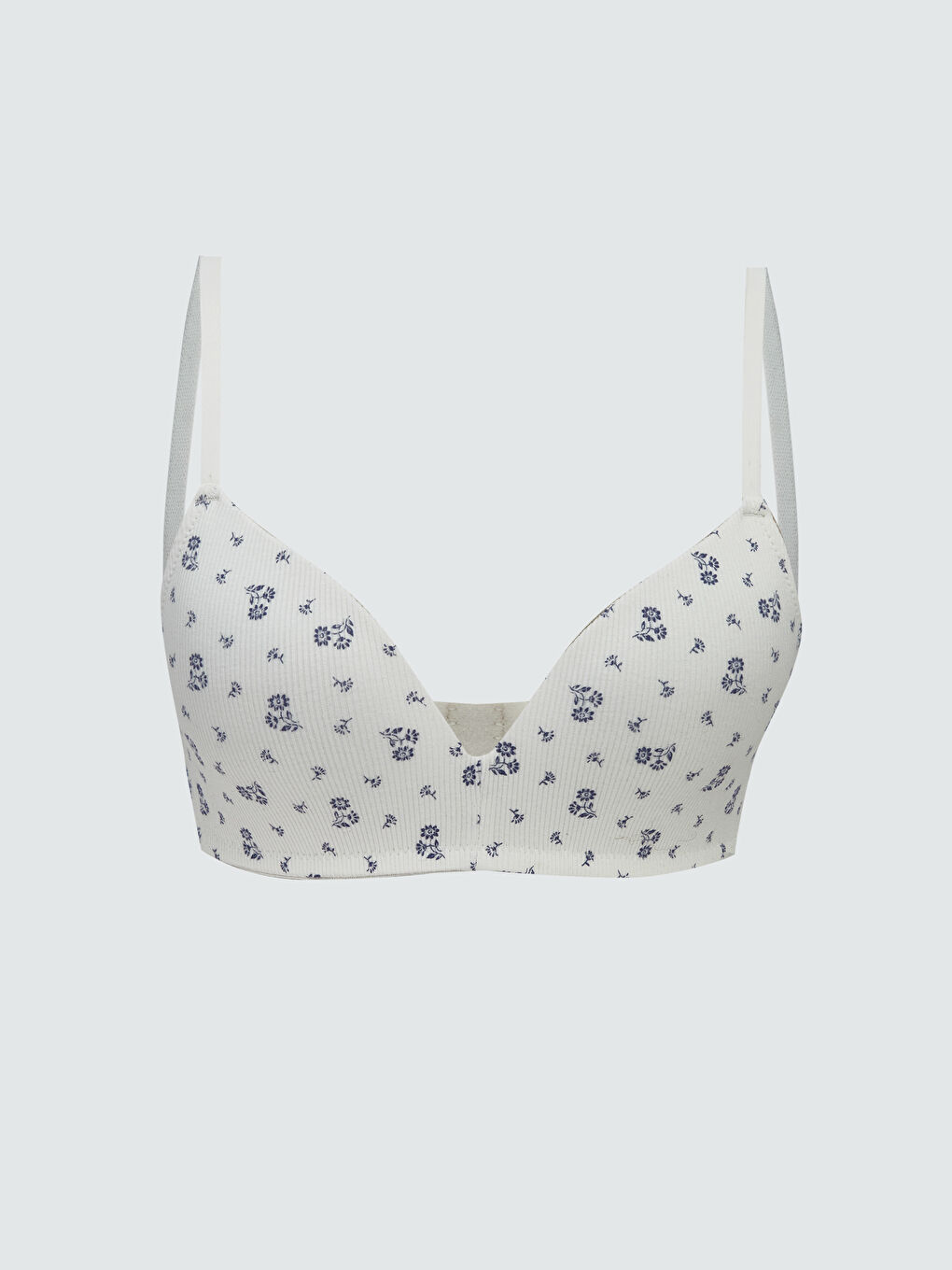 Floral triangle bralette, wireless and unpadded.