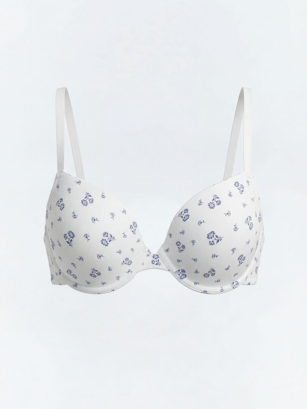 Ekru Balenli Dolgusuz Çiçekli Tişört Sütyen