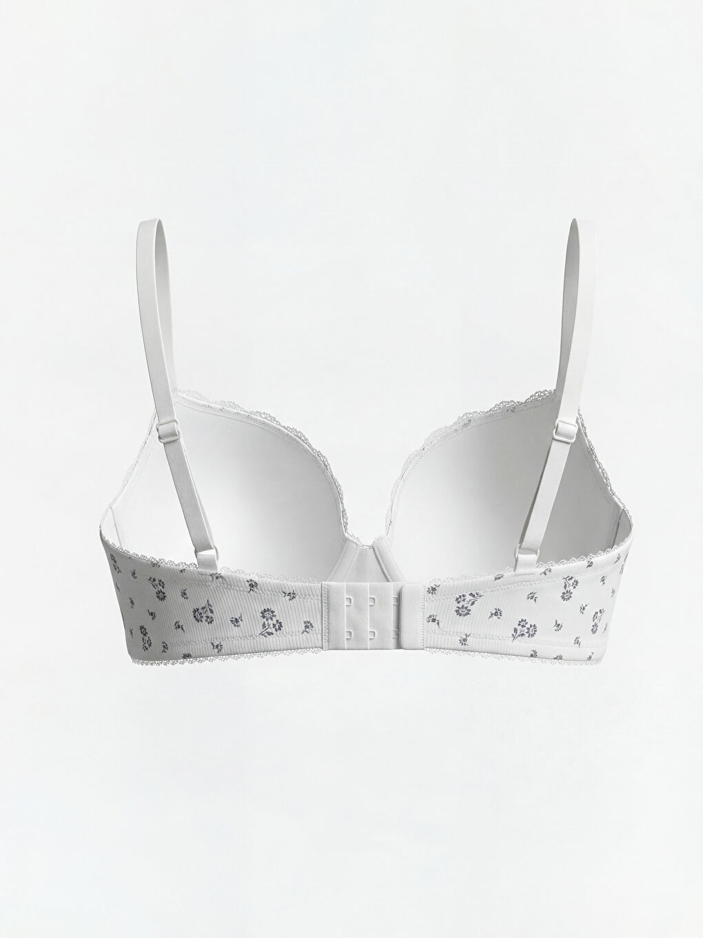 Ekru Balenli Dolgusuz Çiçekli Tişört Sütyen-1