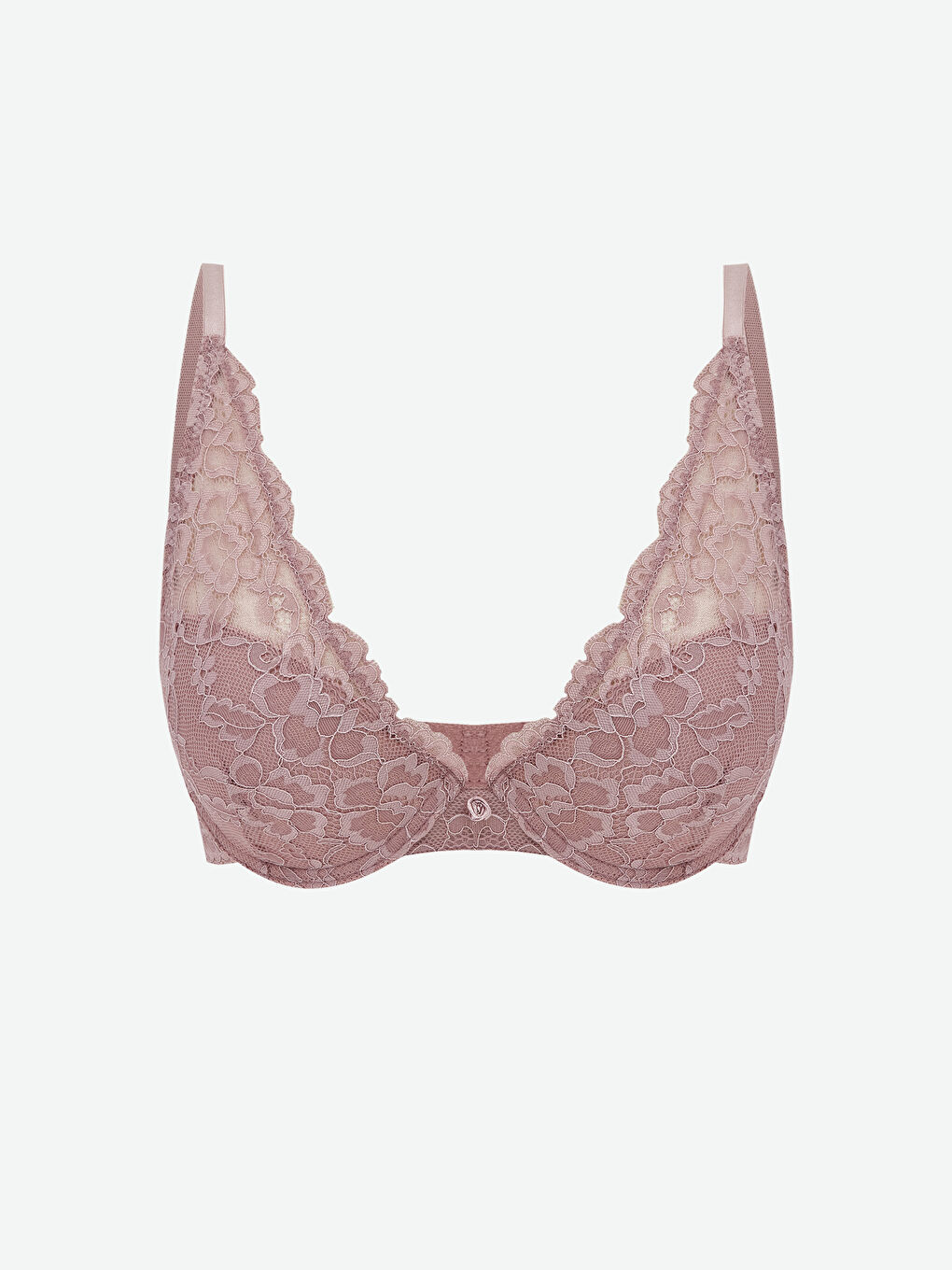 Pembe Balenli Dolgusuz Dantelli Tişört Sütyen