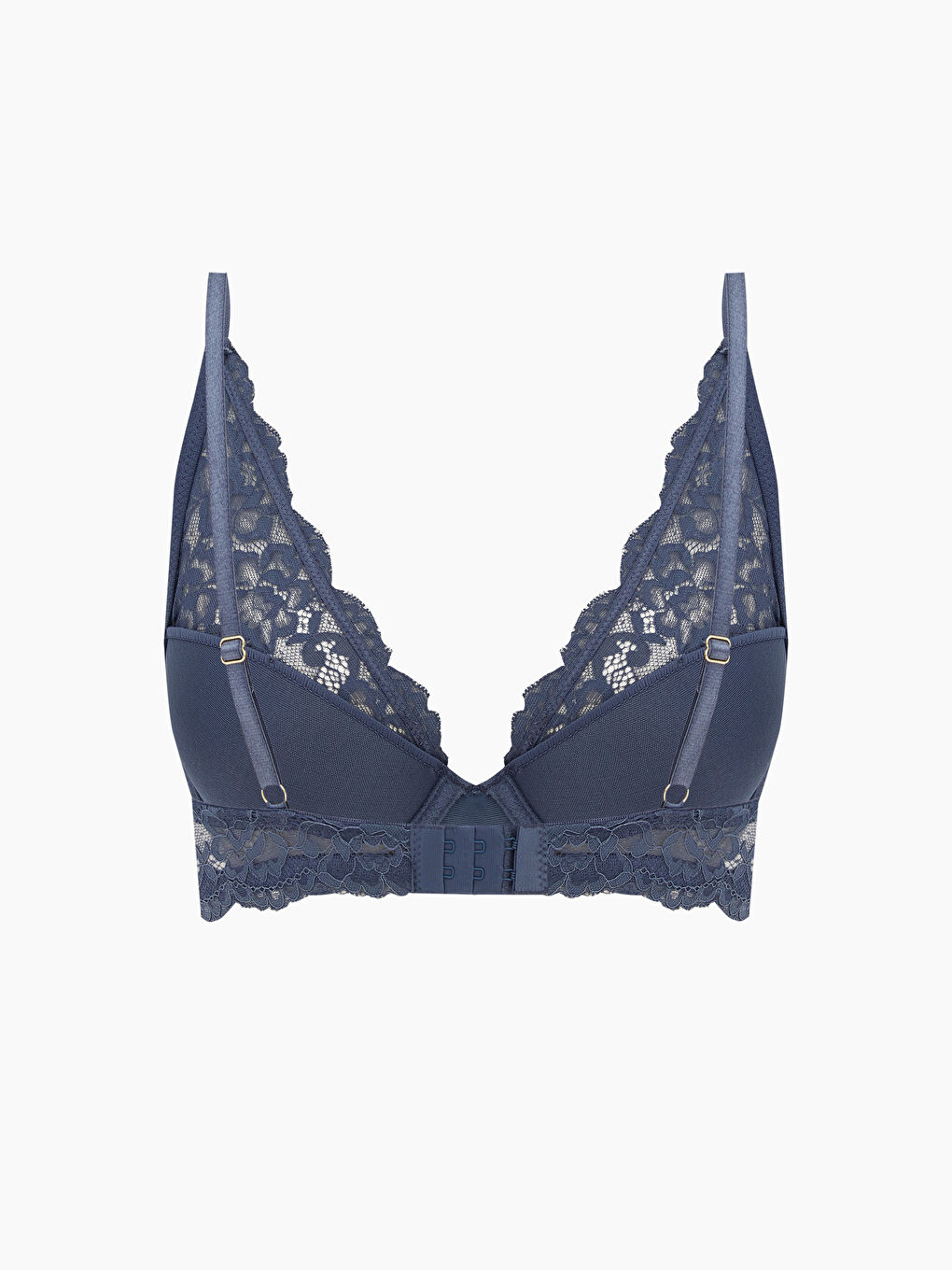 İndigo Balenli Dolgusuz Dantelli Tişört Sütyen-1