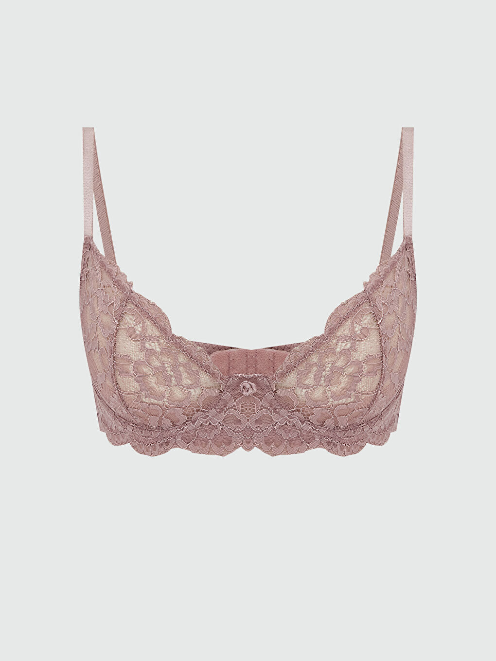 Pembe Balenli Dolgusuz Dantelli Tişört Sütyen