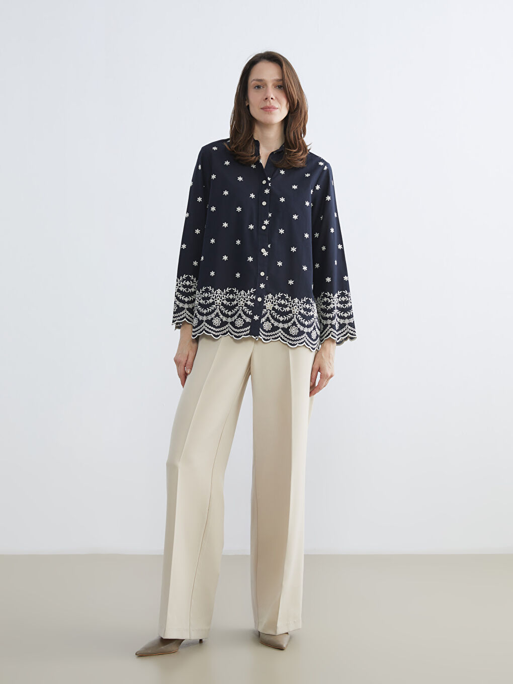 Embroidered Poplin Women's Shirt-1