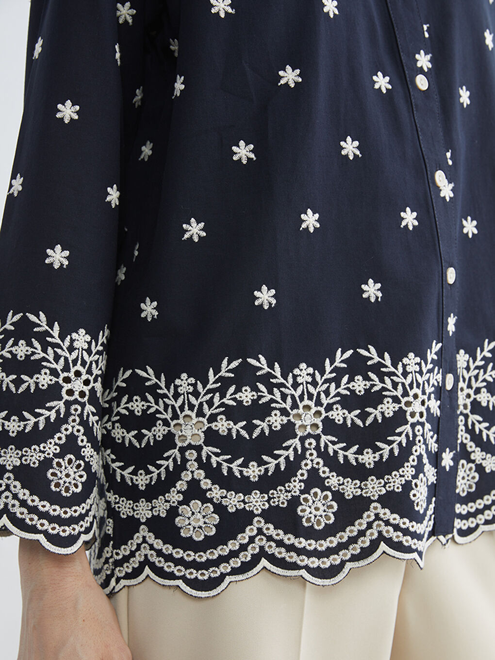 Embroidered Poplin Women's Shirt-2