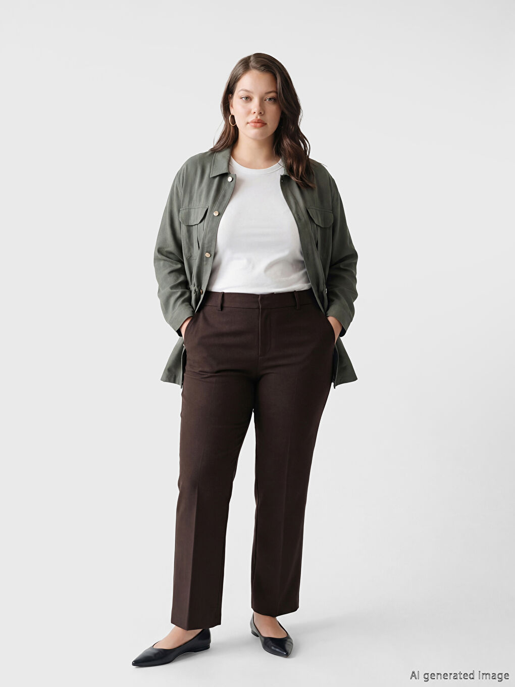 Haki Büzgülü Kadın Gömlek Tunik-1