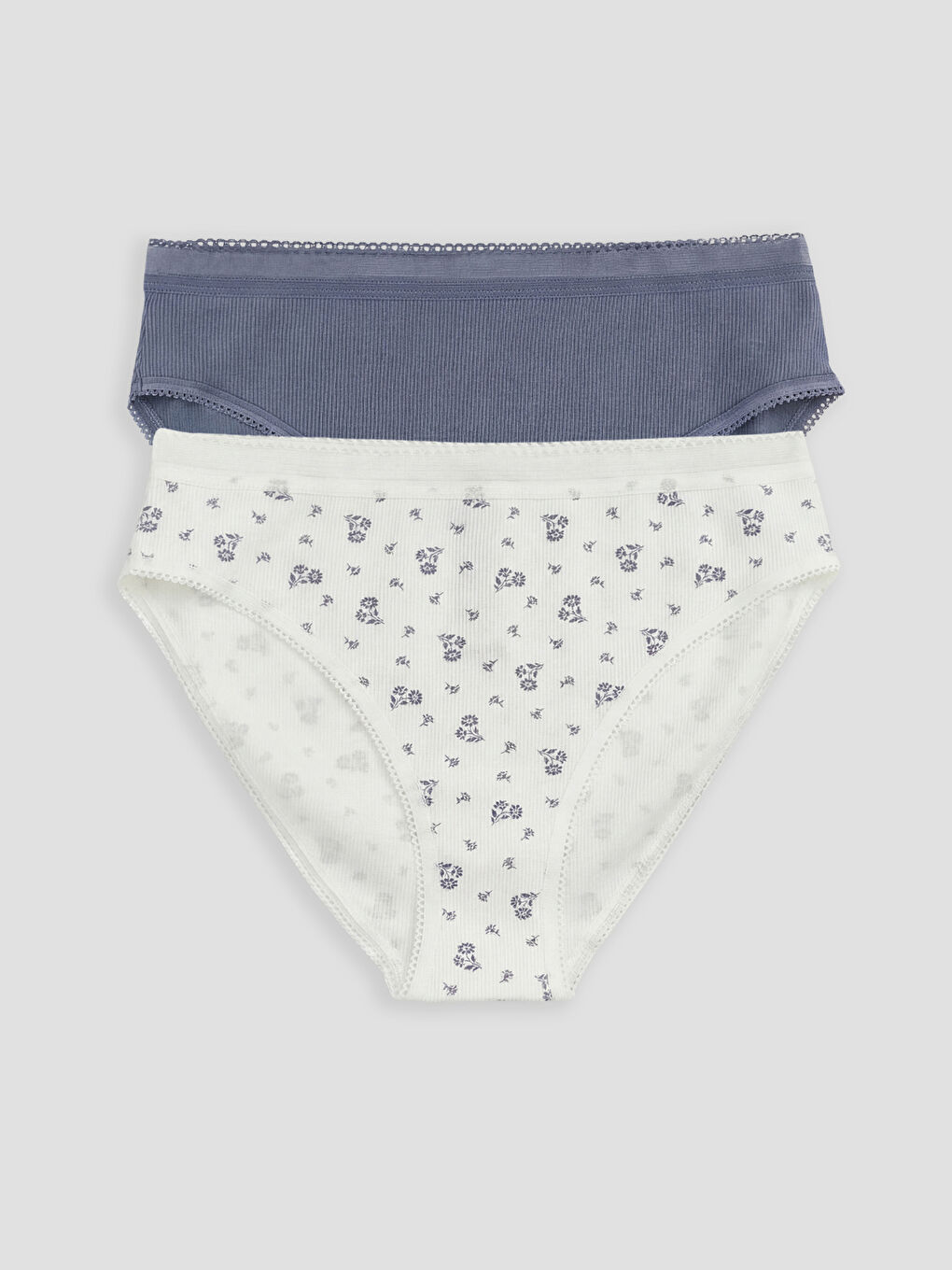 Ekru Dantel Detaylı Çiçekli Bikini Külot 2'li