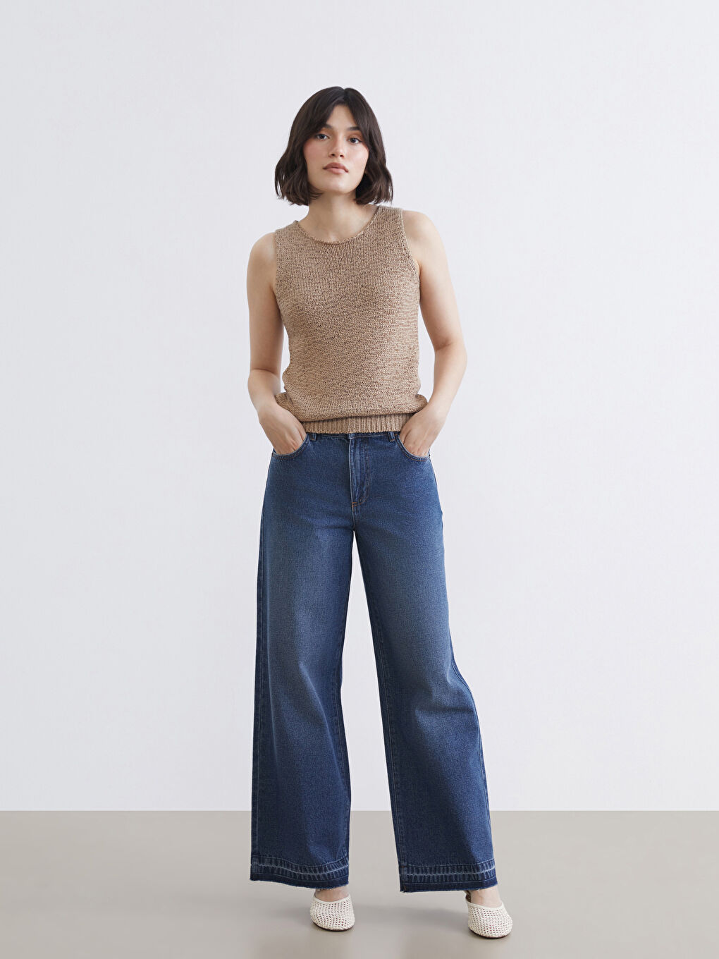 әйелдерге арналған кең балақ джинс шалбар