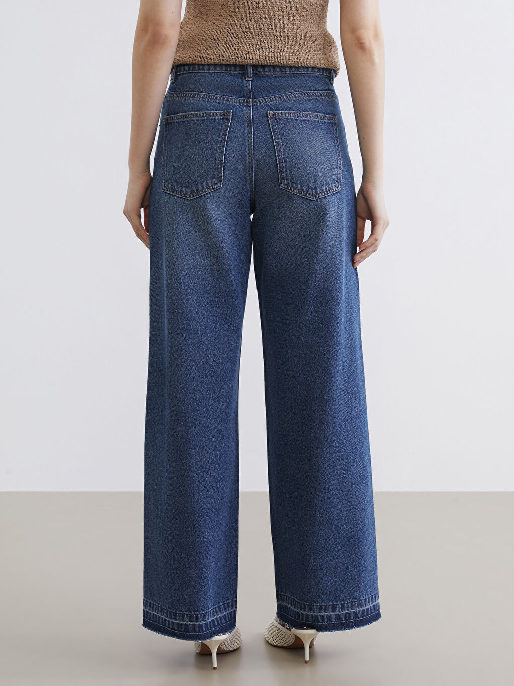 әйелдерге арналған кең балақ джинс шалбар-3