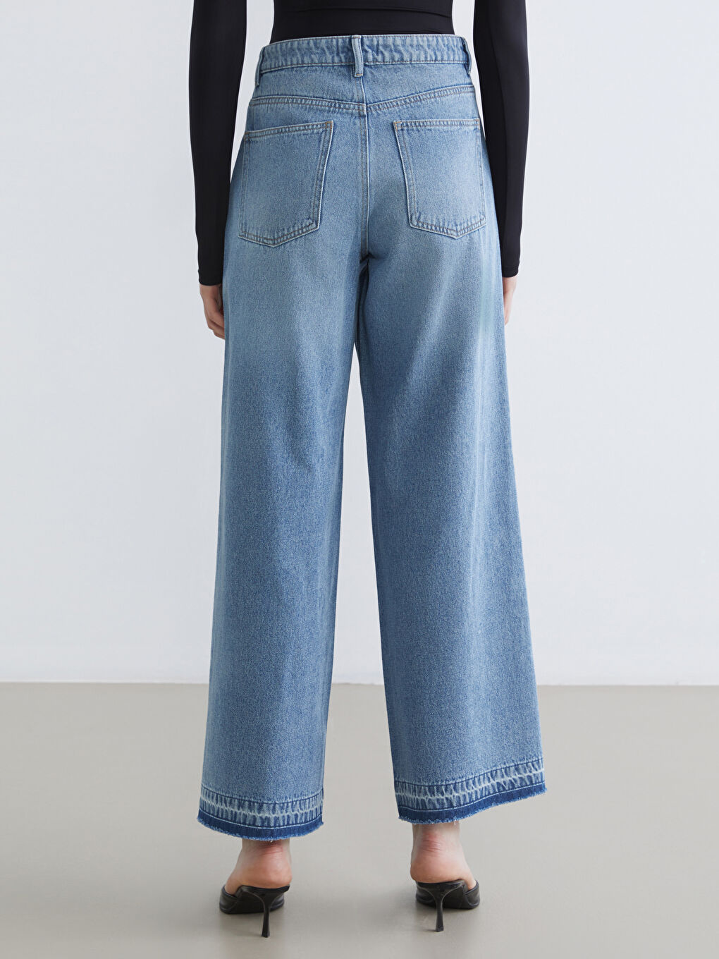 әйелдерге арналған кең балақ джинс шалбар-3