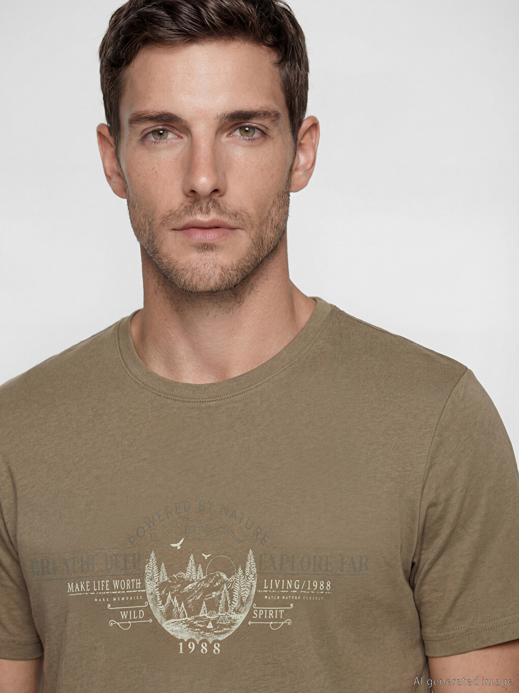 T-shirt Homme à Col Rond Imprimé en Jersey-2