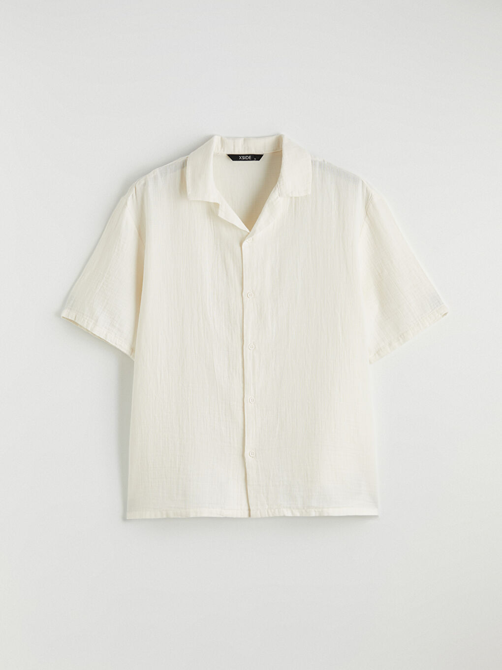 Ekru Loose Fit Resort Yaka Müslin Erkek Gömlek