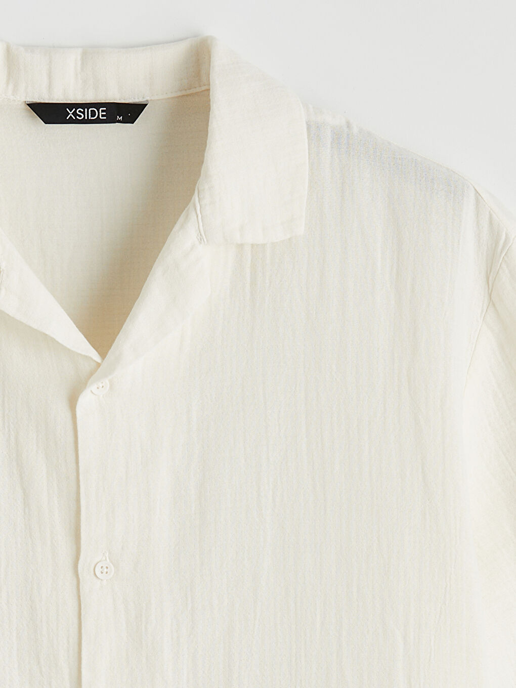 Ekru Loose Fit Resort Yaka Müslin Erkek Gömlek-1