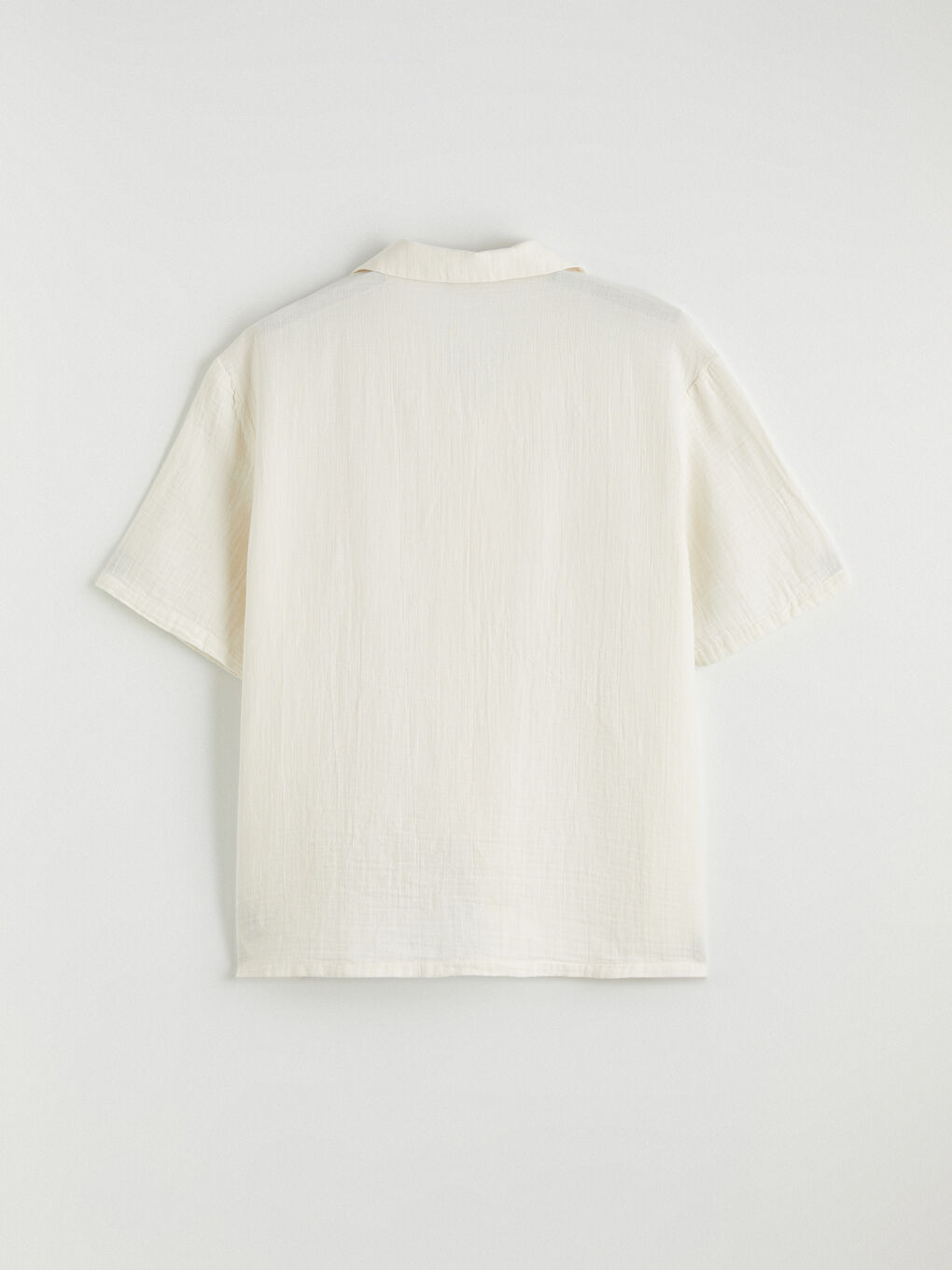 Ekru Loose Fit Resort Yaka Müslin Erkek Gömlek-2