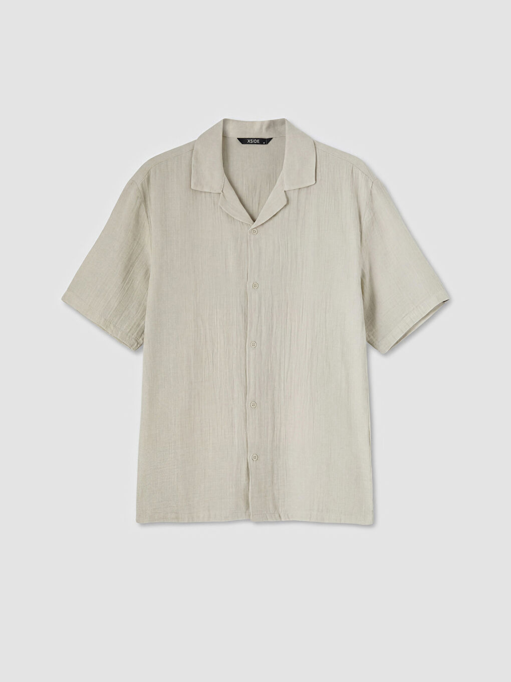 Gri Loose Fit Resort Yaka Müslin Erkek Gömlek