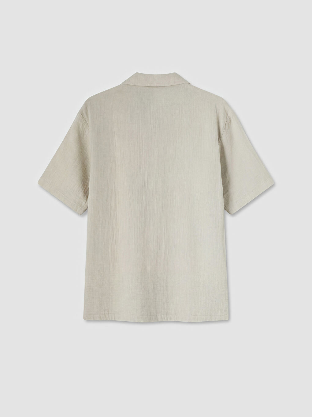 Gri Loose Fit Resort Yaka Müslin Erkek Gömlek-1