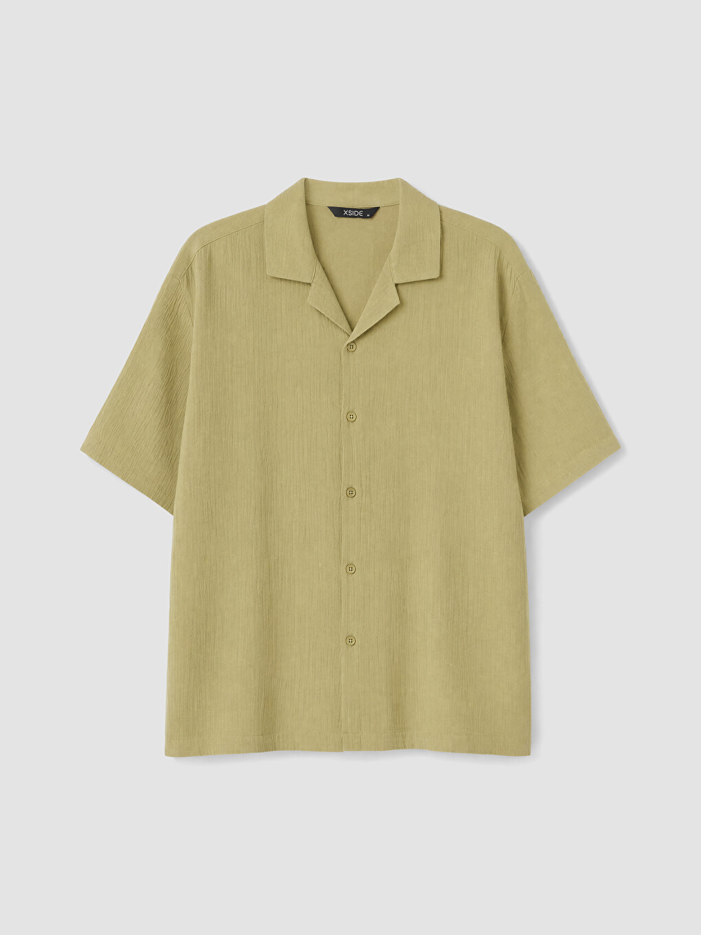 Haki Loose Fit Resort Yaka Müslin Erkek Gömlek