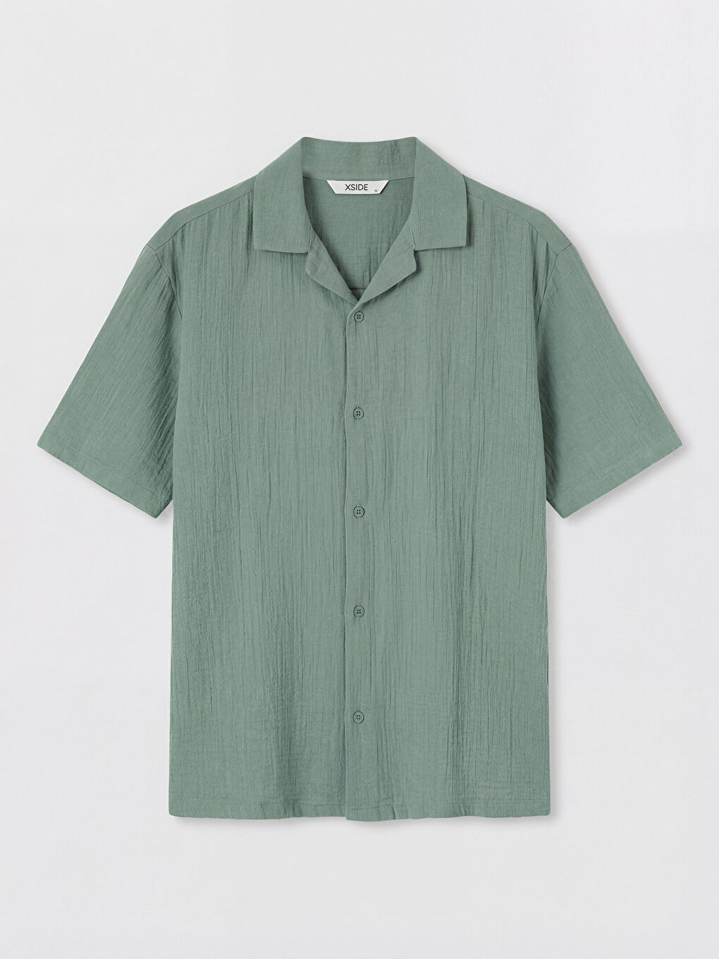Yeşil Loose Fit Resort Yaka Müslin Erkek Gömlek