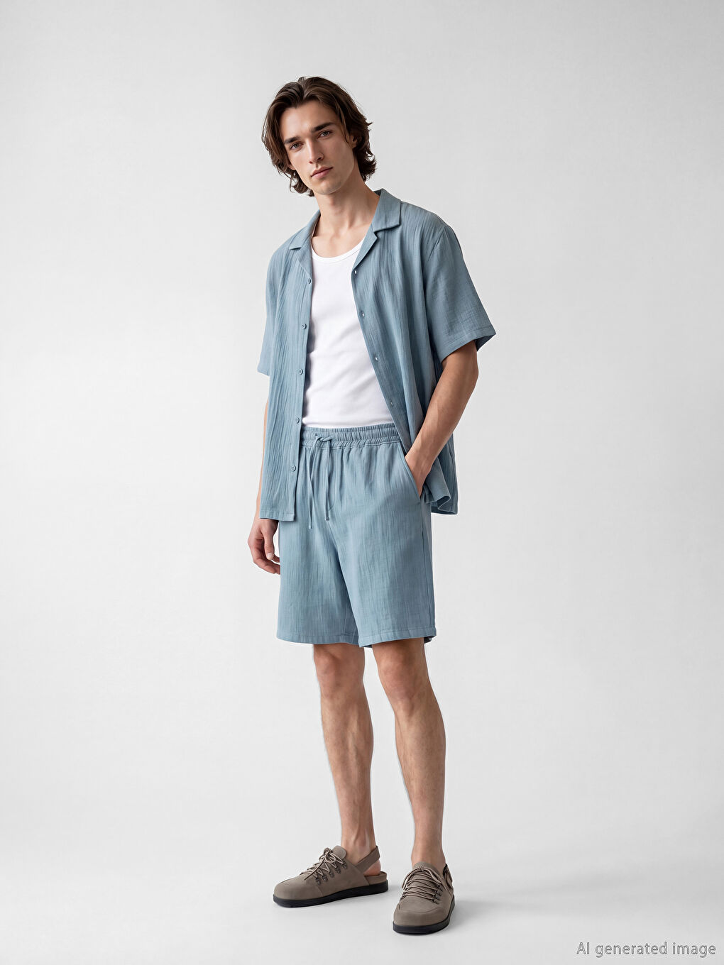 Mavi Loose Fit Resort Yaka Müslin Erkek Gömlek-1