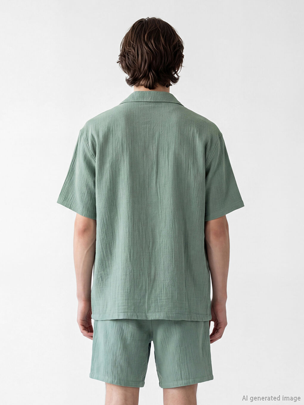 Loose Fit Resort Collar Muslin Men's Shirt-3