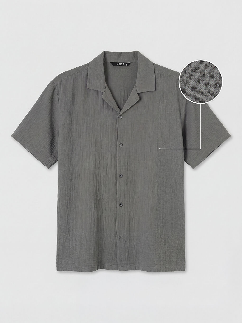 Gri Loose Fit Resort Yaka Müslin Erkek Gömlek