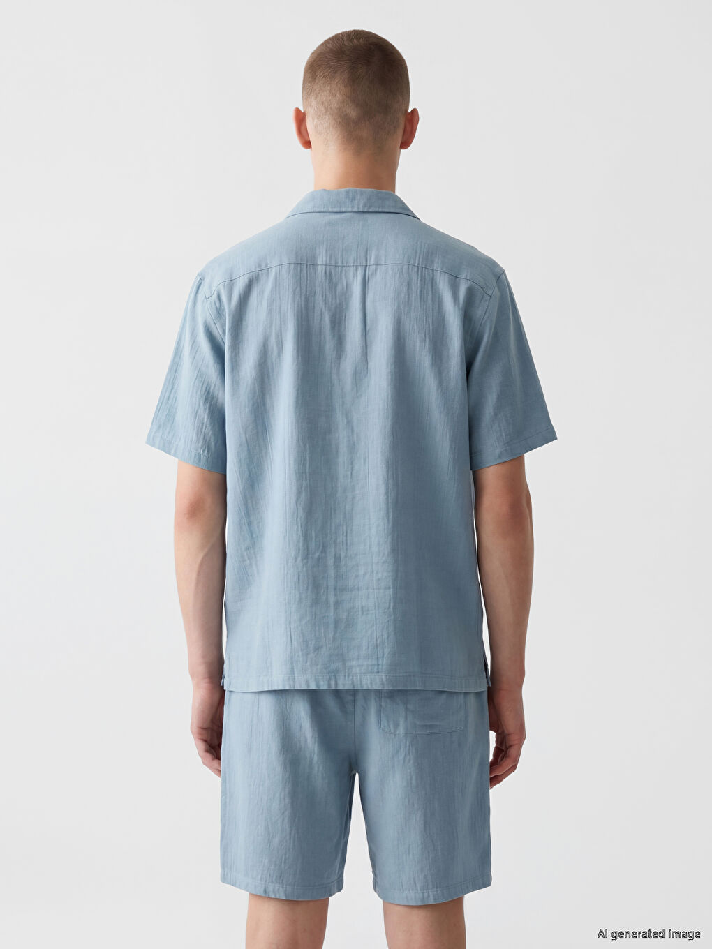 Loose Fit Resort Collar Muslin Men's Shirt-6