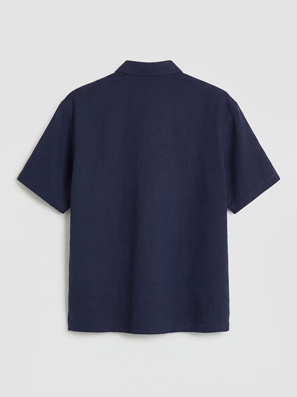 Lacivert Loose Fit Keten Görünümlü Erkek Gömlek-9