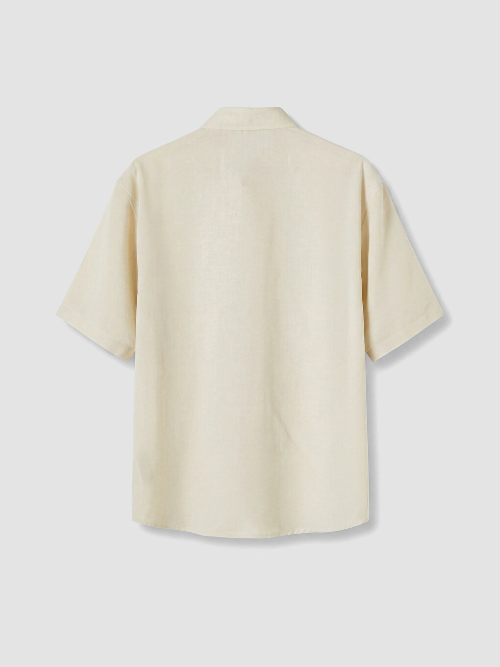 Bej Loose Fit Keten Görünümlü Erkek Gömlek-6