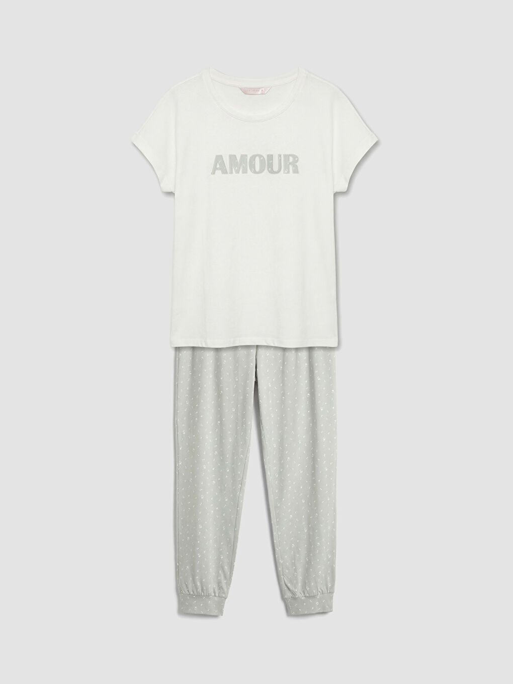 Yeşil Bisiklet Yaka Baskılı Kadın Pijama Takımı