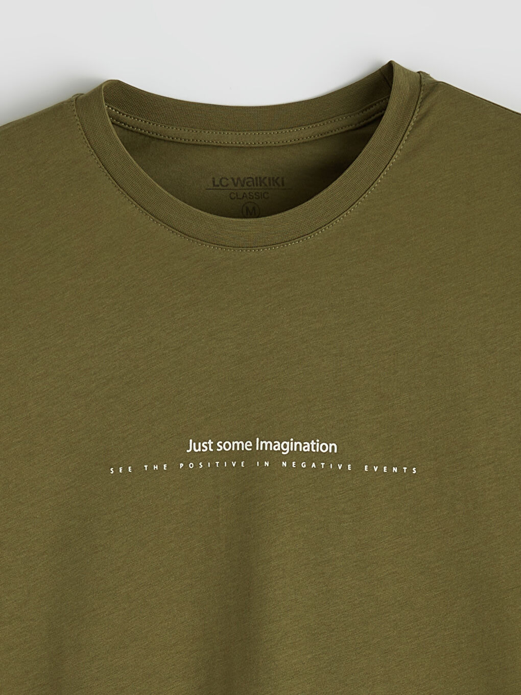 Yeşil Bisiklet Yaka Yazı Baskılı Penye Erkek Tişört-1