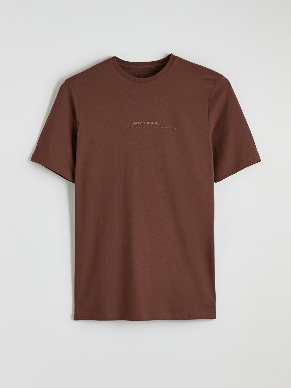 Kahverengi Bisiklet Yaka Yazı Baskılı Penye Erkek Tişört