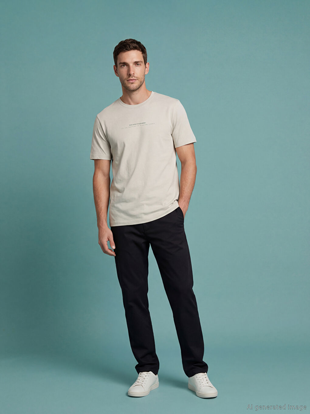 Мужская футболка из джерси с текстовым принтом и круглым вырезом-1