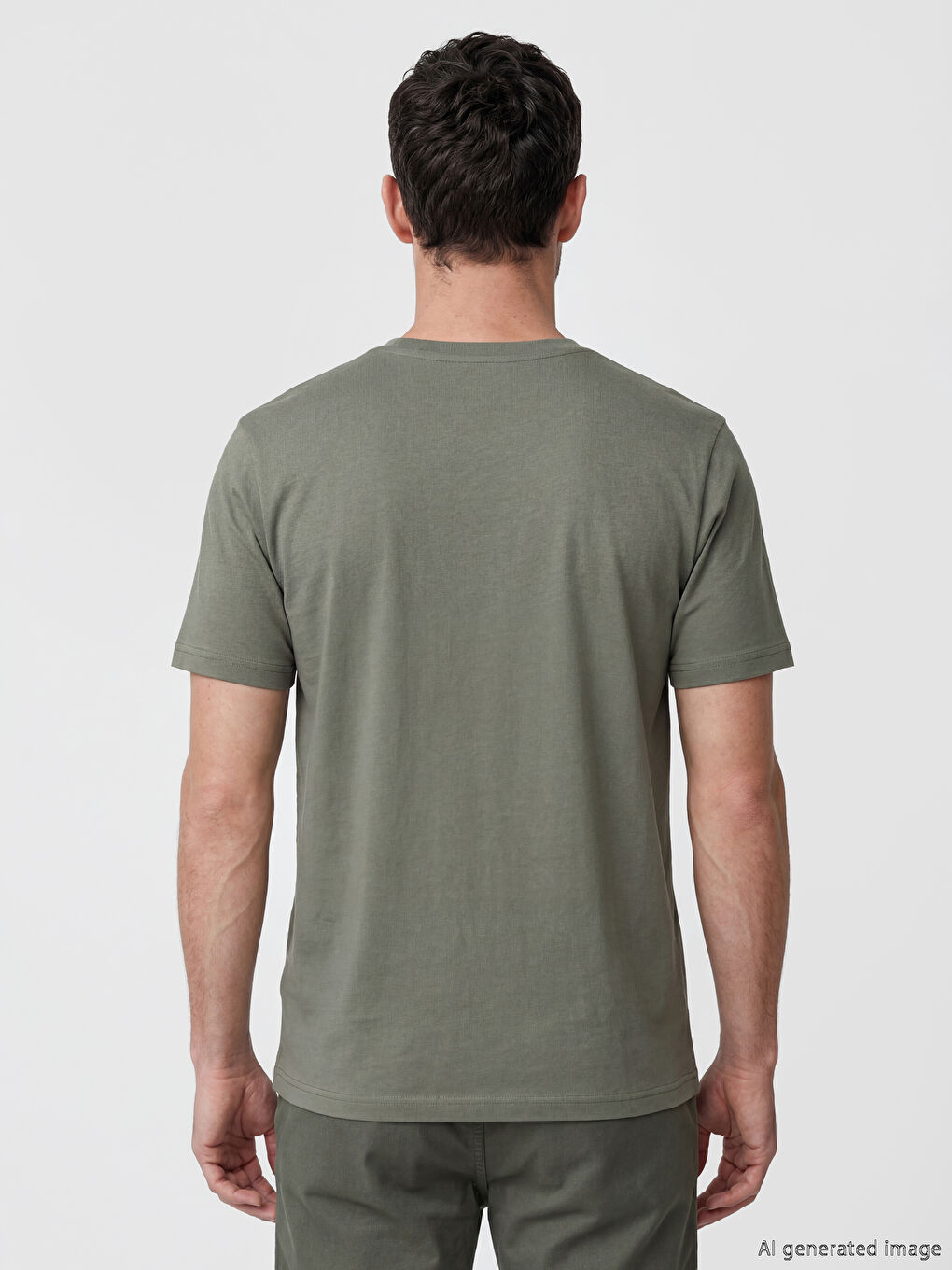 Tricou bărbați din jerseu cu imprimeu cu litere și guler rotund-3