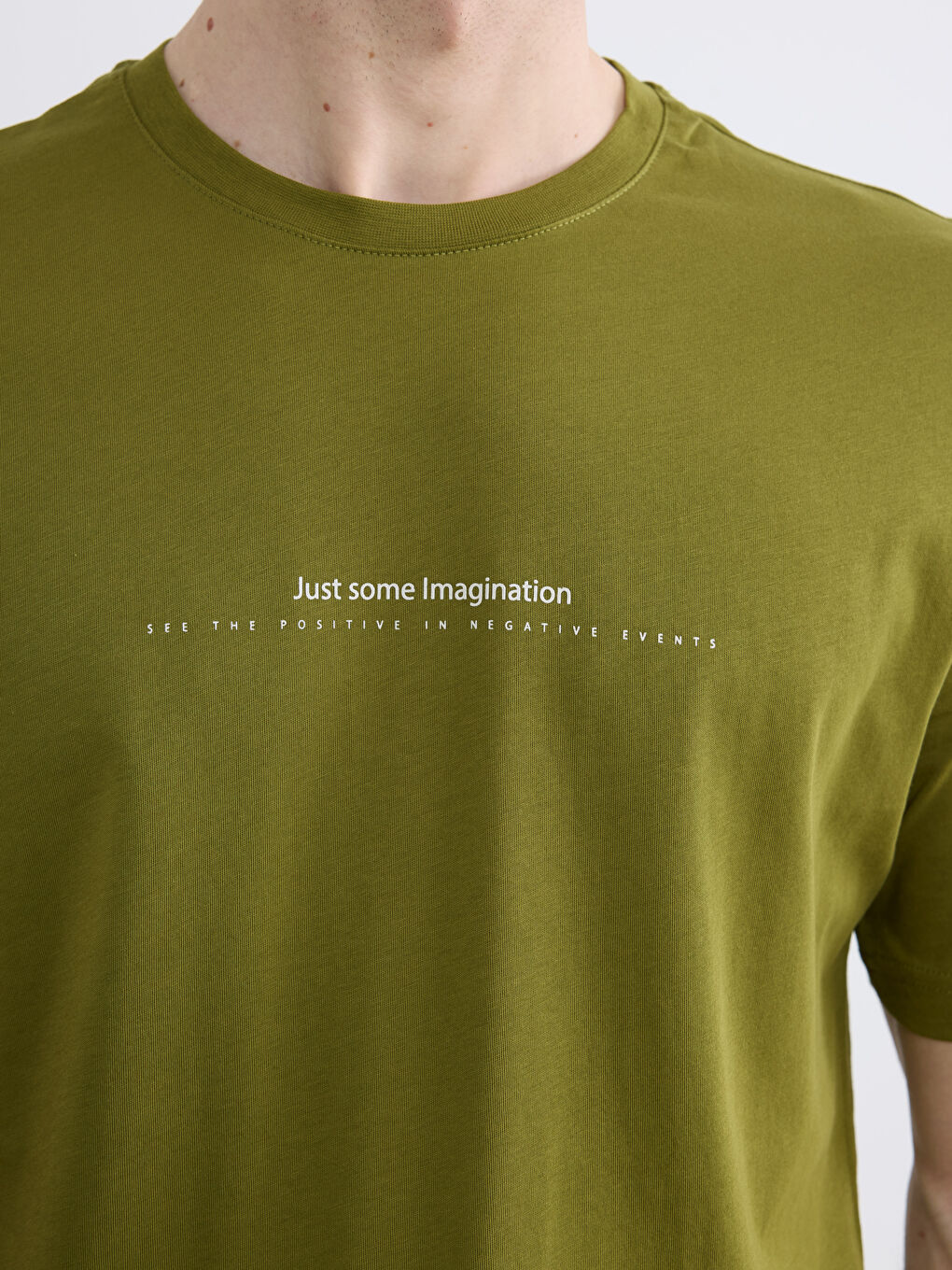 Yeşil Bisiklet Yaka Yazı Baskılı Penye Erkek Tişört-2