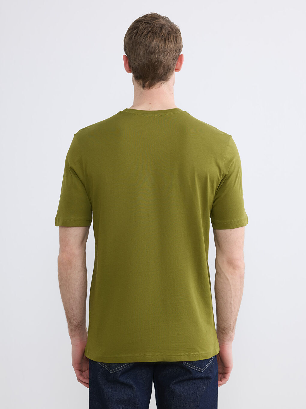 Yeşil Bisiklet Yaka Yazı Baskılı Penye Erkek Tişört-3