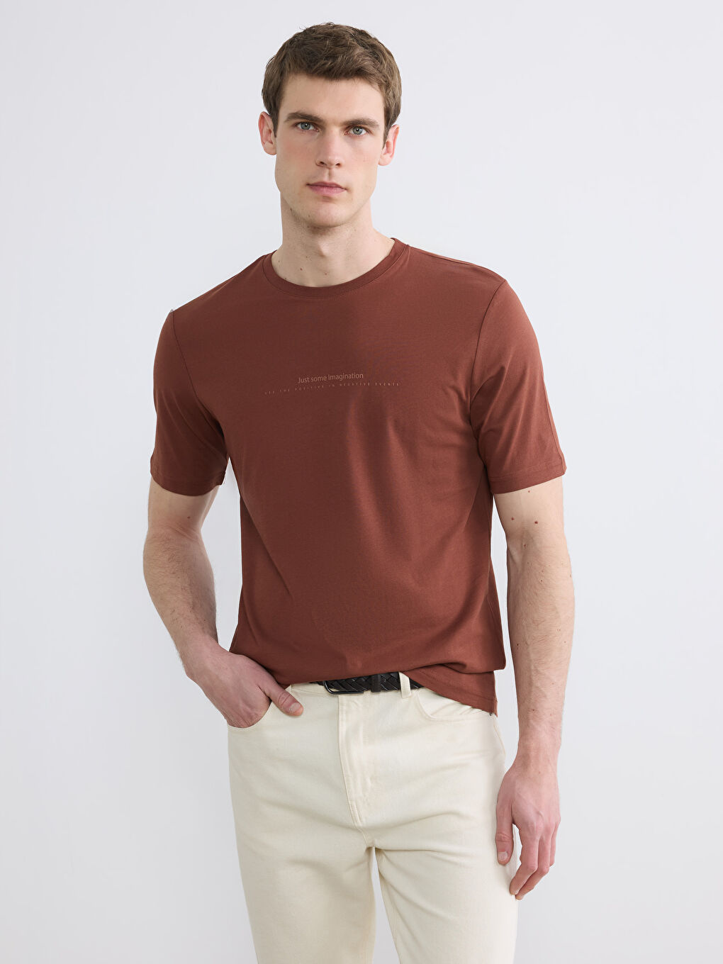 Crew Neck Text Printed Jersey Men's T-Shirt