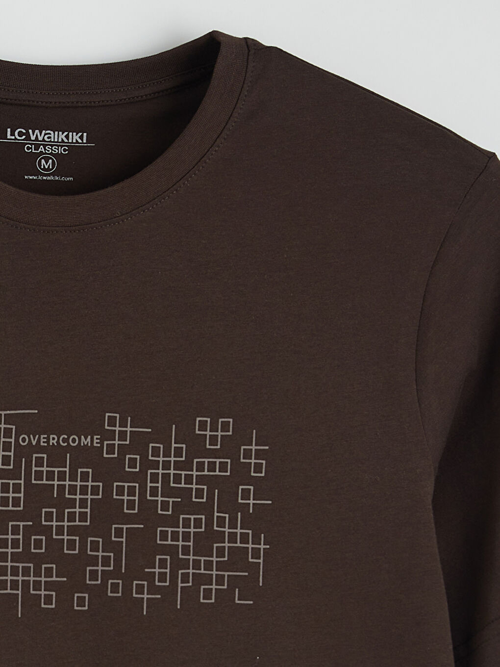 Kahverengi Bisiklet Yaka Baskılı Penye Erkek Tişört-5