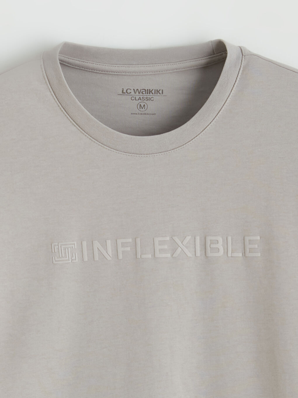 Gri Bisiklet Yaka Baskılı Erkek Tişört-5