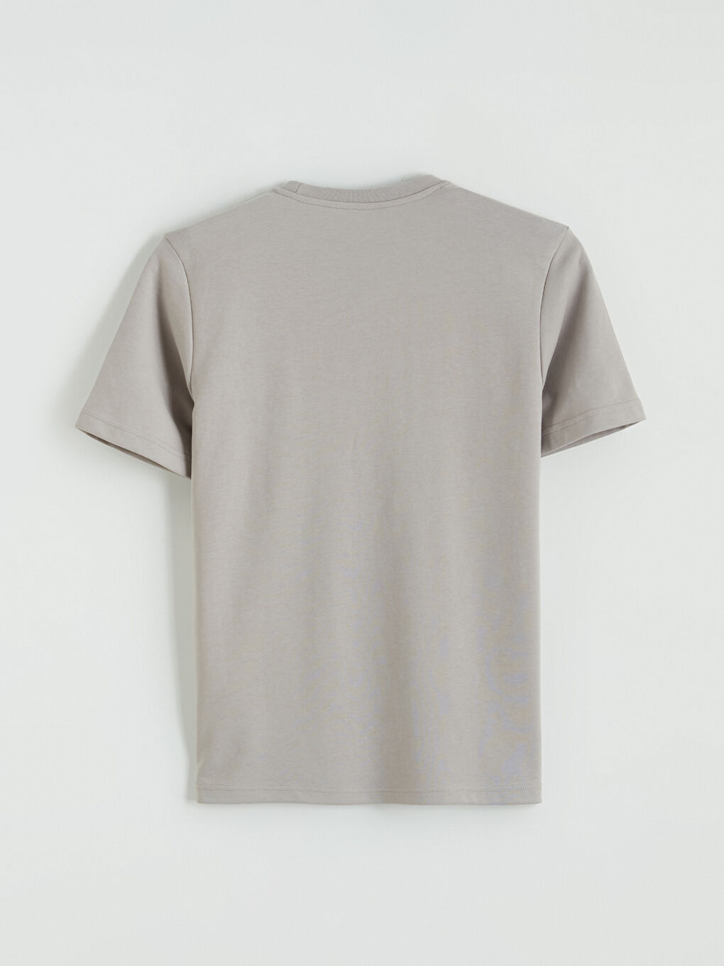 Gri Bisiklet Yaka Baskılı Erkek Tişört-6