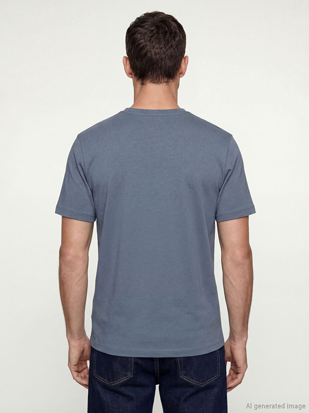 Mavi Bisiklet Yaka Baskılı Erkek Tişört-2