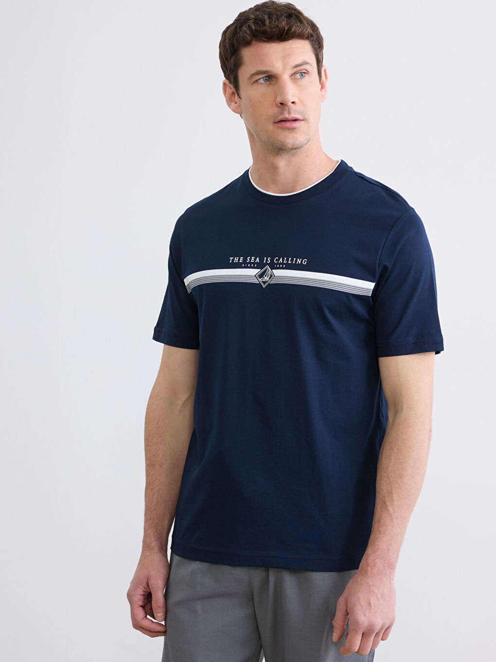 Crew Neck Printed Jersey Men's T-Shirt