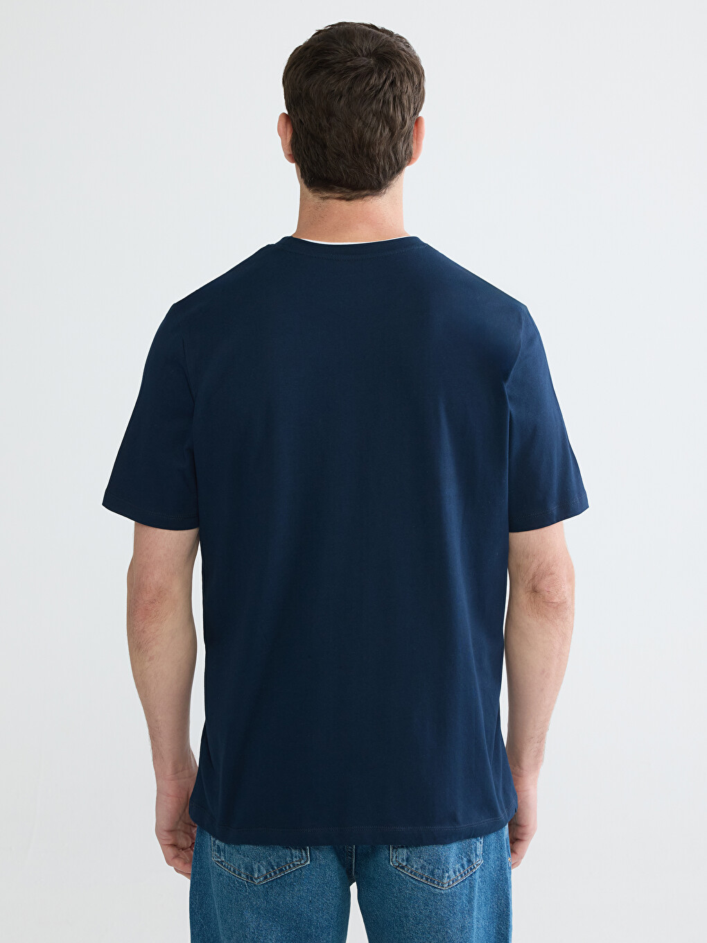 Rundhalsausschnitt Bedrucktes Jersey Herren T-shirt-3