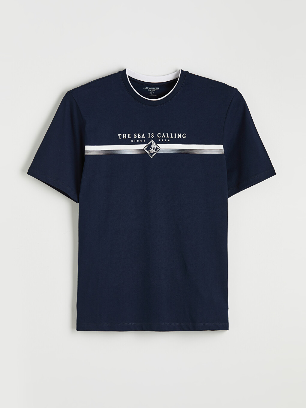 Rundhalsausschnitt Bedrucktes Jersey Herren T-shirt-4