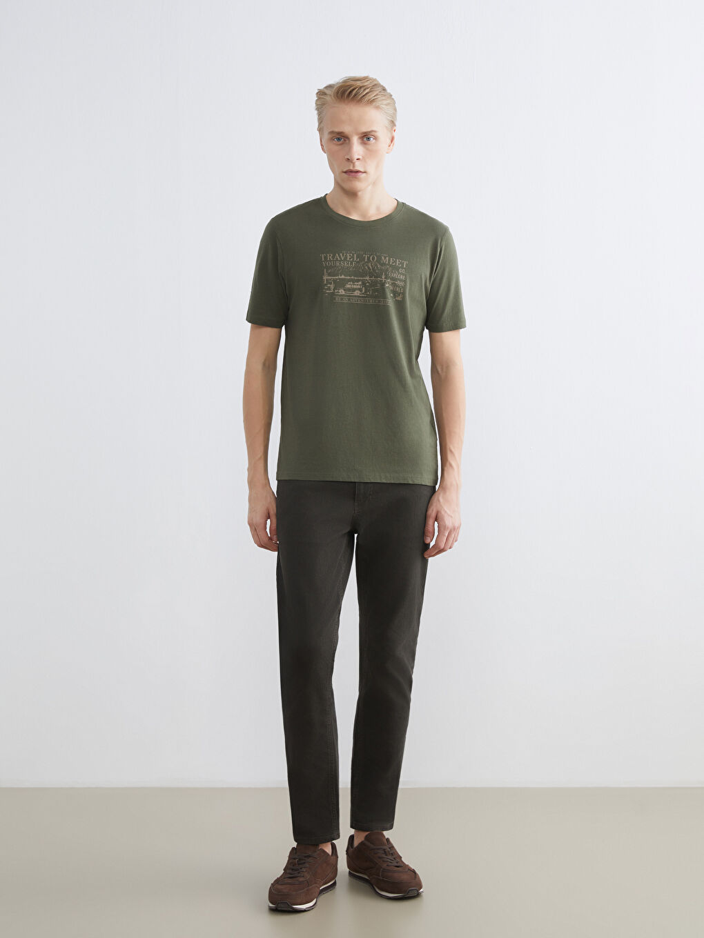 Plus Size Crew Neck Printed Cotton Men's T-Shirt-1