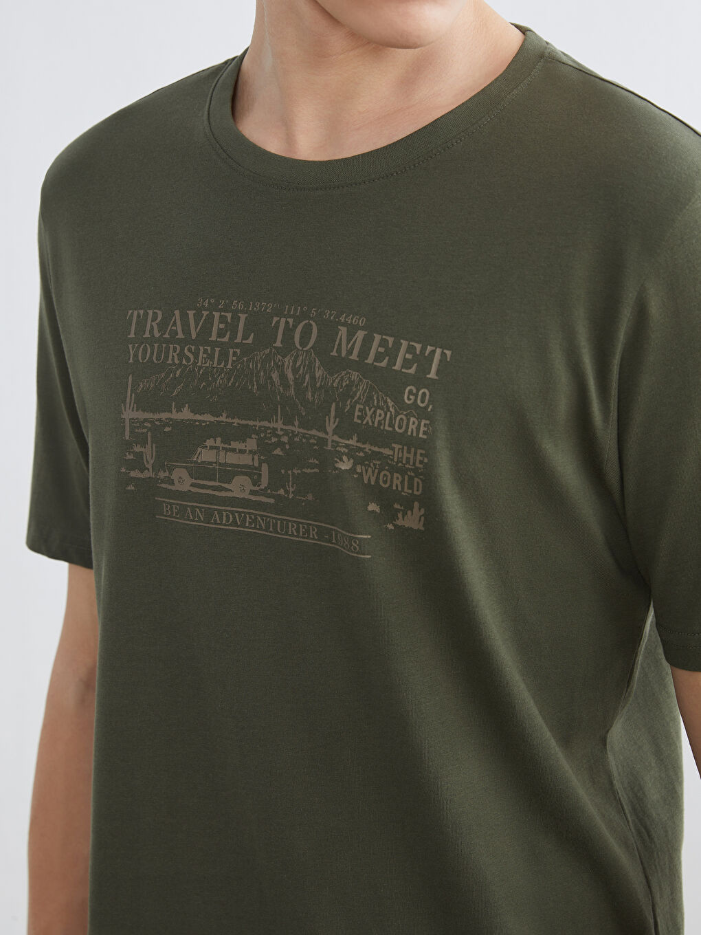 Plus Size Crew Neck Printed Cotton Men's T-Shirt-2