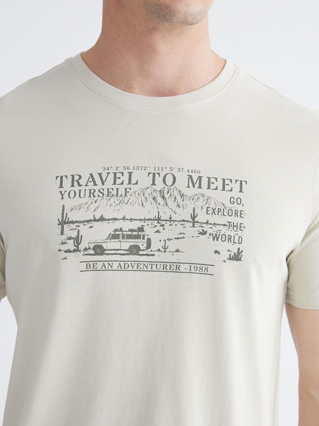 Übergröße Rundhalsausschnitt Bedrucktes Baumwoll-T-Shirt für Herren-2