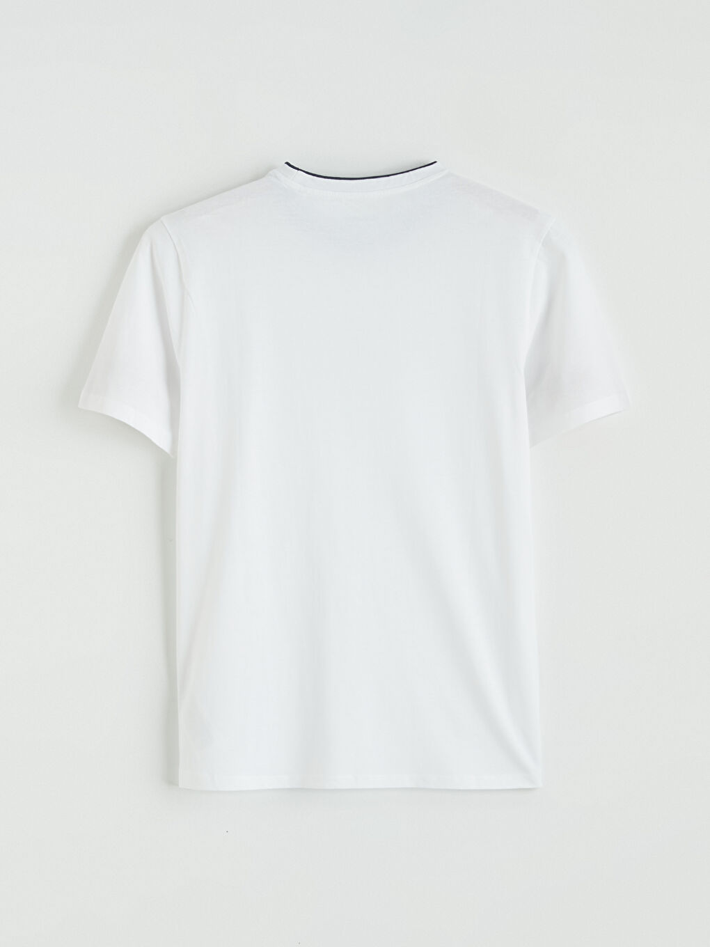 Beyaz Bisiklet Yaka Baskılı Penye Erkek Tişört-2